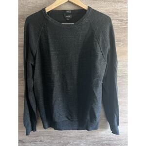 J.Crew Textured Crewneck Sweatshirt Pullover Sz Large Charcoal Gray